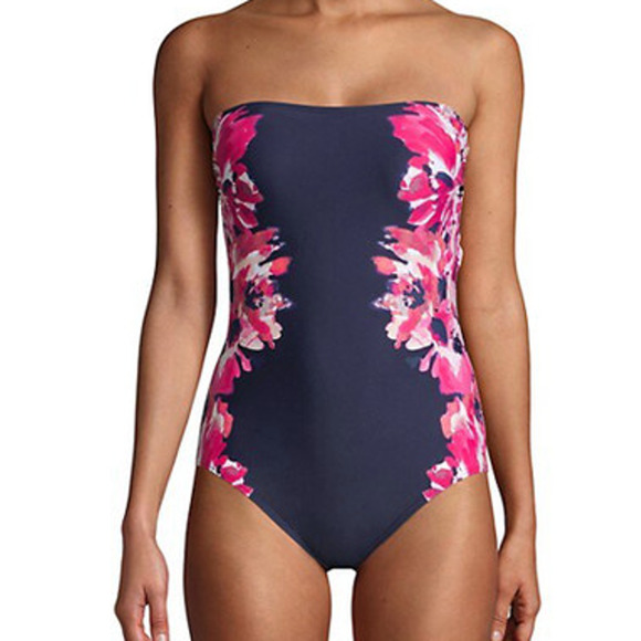 Calvin Klein Other - Calvin Klein Swim Floral Print One Piece Convertible Swimsuit Navy Blue 6 NWT